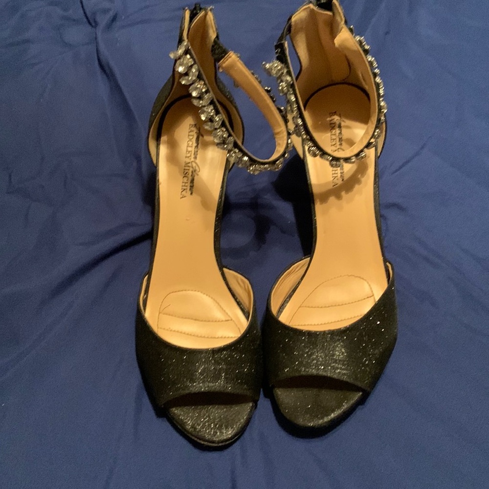 Badgley Mischka Black Heels with Silver Accents